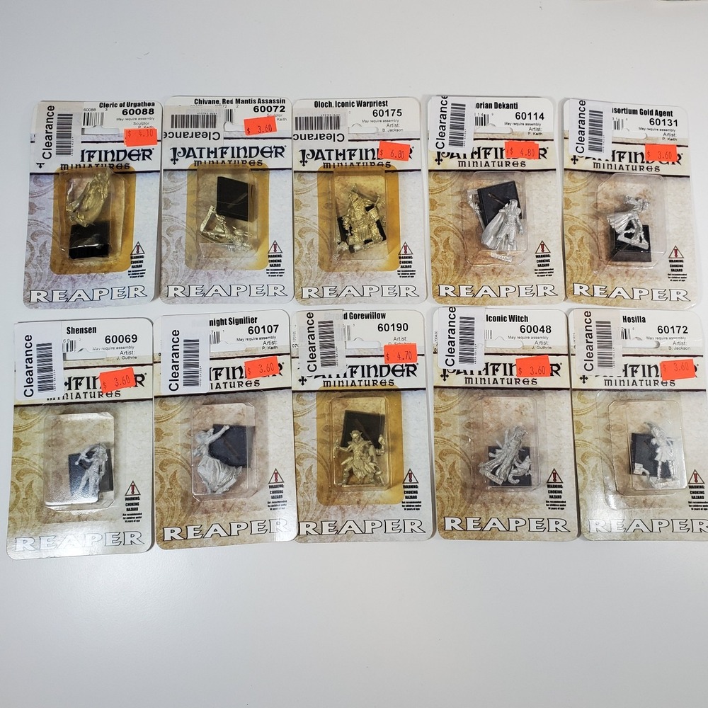10 Pathfinder Reaper Miniatures Metal Lot Adventurers Fantasy Figures D&D RPG